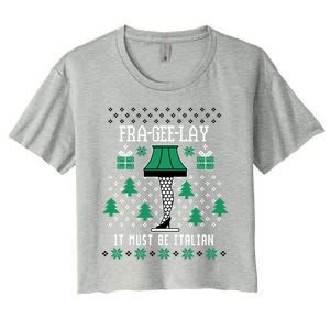 A Christmas Story Fra Gee Lay Ugly Sweater Pattern Gift Women's Crop Top Tee