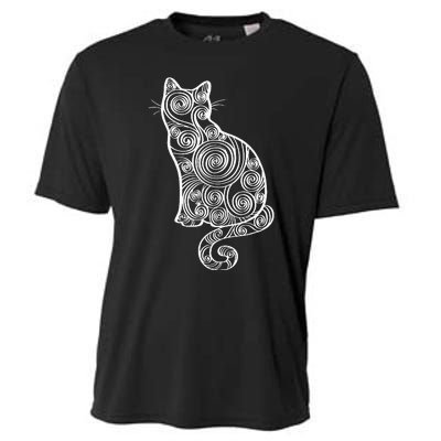 Abstract Cat Silhouette Cooling Performance Crew T-Shirt