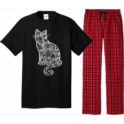 Abstract Cat Silhouette Pajama Set