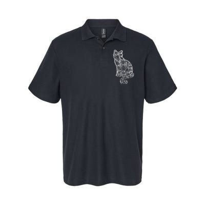 Abstract Cat Silhouette Softstyle Adult Sport Polo