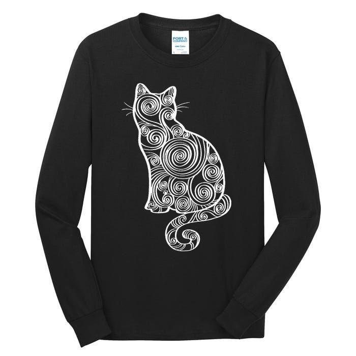 Abstract Cat Silhouette Tall Long Sleeve T-Shirt