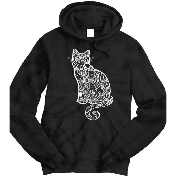 Abstract Cat Silhouette Tie Dye Hoodie