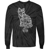 Abstract Cat Silhouette Tie-Dye Long Sleeve Shirt