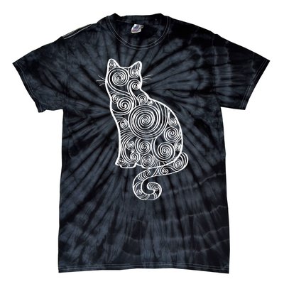 Abstract Cat Silhouette Tie-Dye T-Shirt