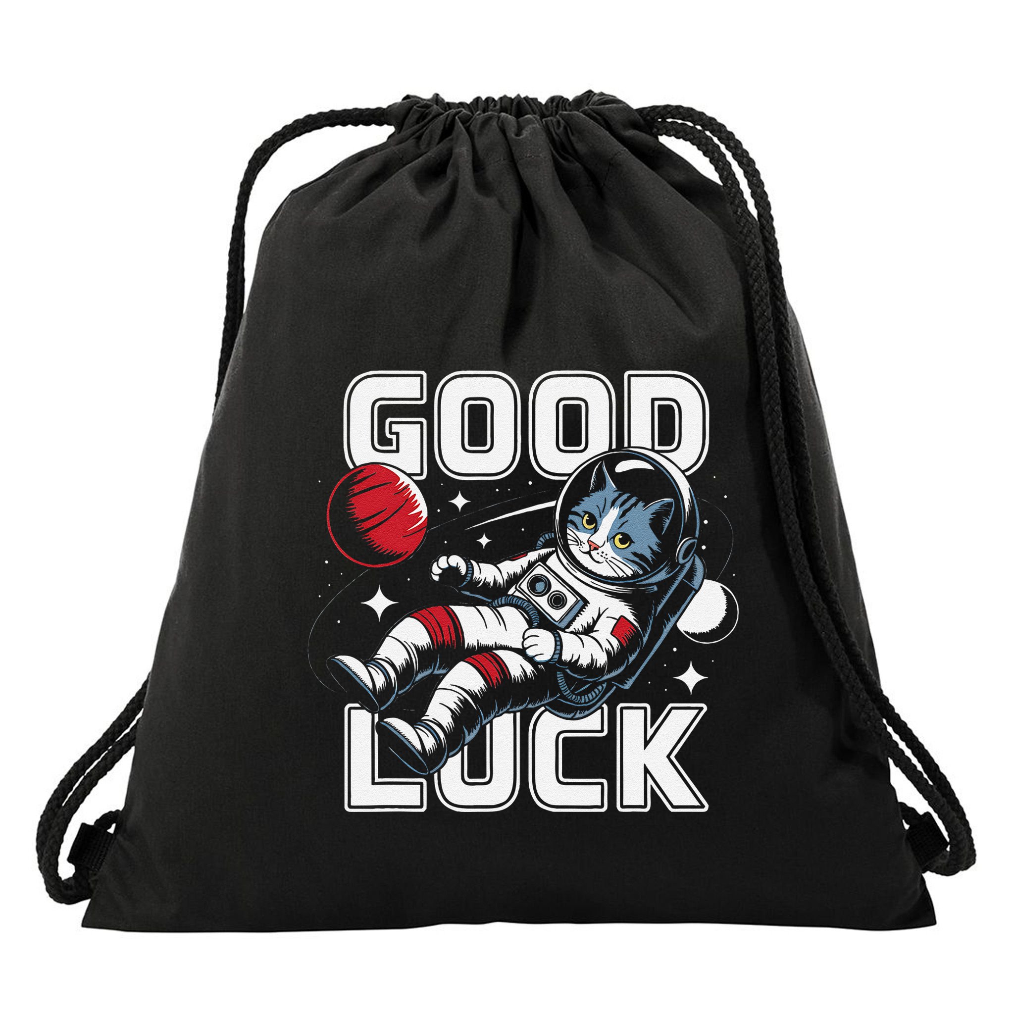 Astronaut Cat Space Galaxy Planet Exploration Funny Gift .Png Drawstring Bag