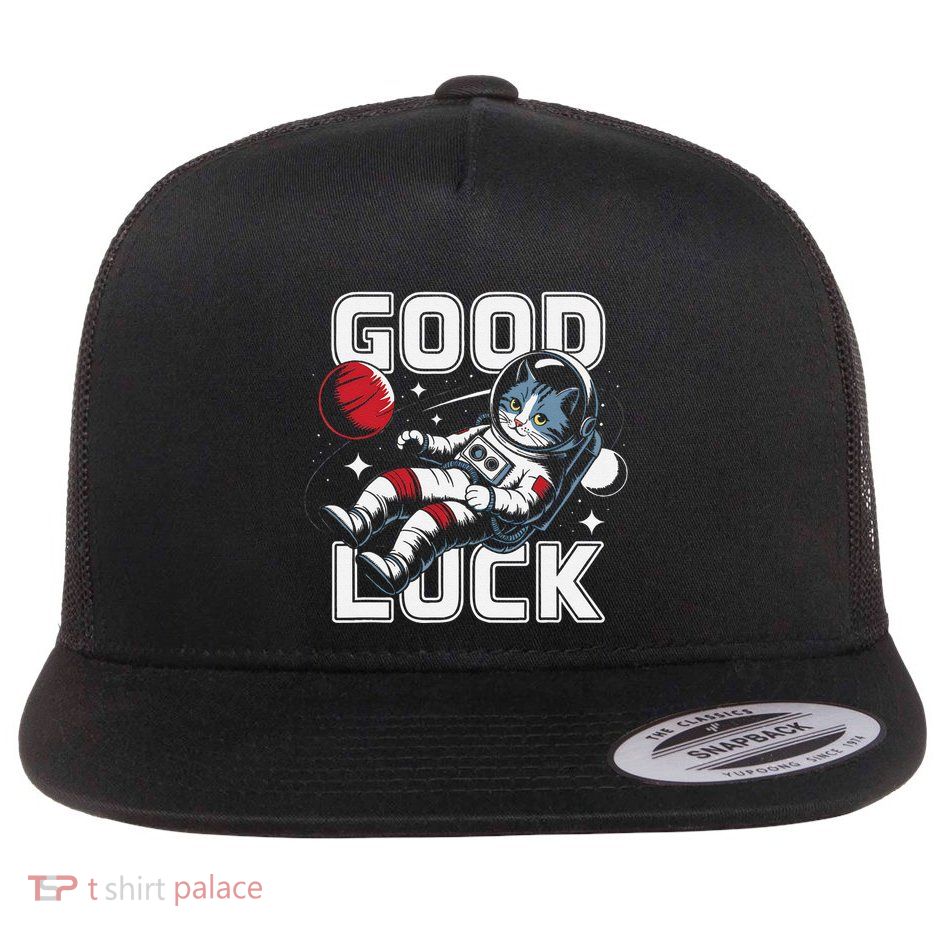 Astronaut Cat Space Galaxy Planet Exploration Funny Gift .Png Flat Bill Trucker Hat