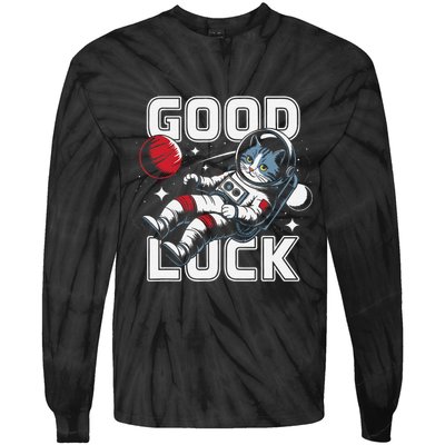 Astronaut Cat Space Galaxy Planet Exploration Funny Gift .Png Tie-Dye Long Sleeve Shirt