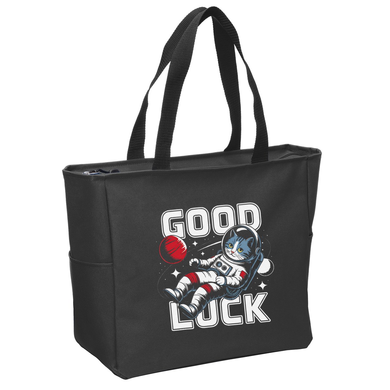 Astronaut Cat Space Galaxy Planet Exploration Funny Gift .Png Zip Tote Bag