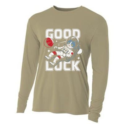 Astronaut Cat Space Galaxy Planet Exploration Funny Gift .Png Cooling Performance Long Sleeve Crew