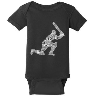 Activating Cricket Skills Sports Player Team Coach Baby Bodysuit
