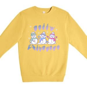 Asl Christmas Snowmen Merry Christmas Sign Language Premium Crewneck Sweatshirt