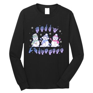 Asl Christmas Snowmen Merry Christmas Sign Language Long Sleeve Shirt