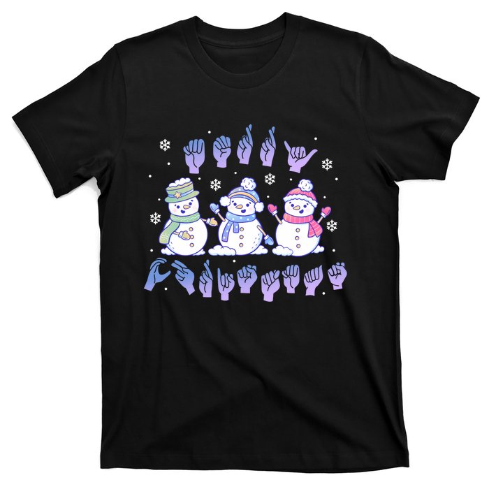 Asl Christmas Snowmen Merry Christmas Sign Language T-Shirt