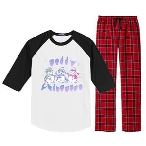 Asl Christmas Snowmen Merry Christmas Sign Language Raglan Sleeve Pajama Set