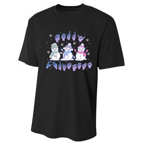 Asl Christmas Snowmen Merry Christmas Sign Language Performance Sprint T-Shirt