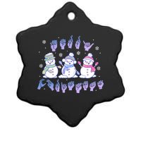 Asl Christmas Snowmen Merry Christmas Sign Language Ceramic Star Ornament