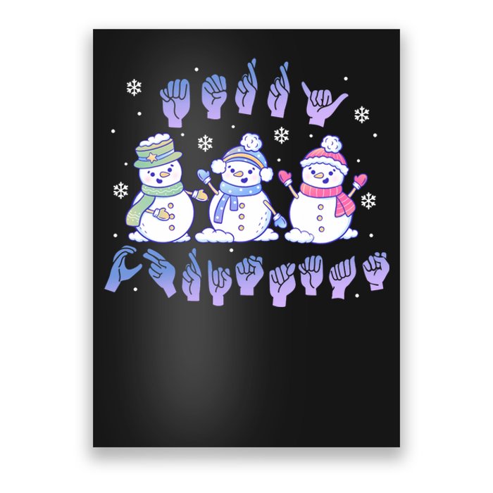 Asl Christmas Snowmen Merry Christmas Sign Language Poster