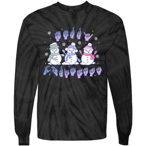 Asl Christmas Snowmen Merry Christmas Sign Language Tie-Dye Long Sleeve Shirt