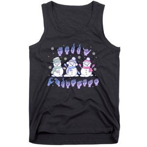 Asl Christmas Snowmen Merry Christmas Sign Language Tank Top