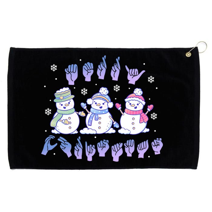 Asl Christmas Snowmen Merry Christmas Sign Language Grommeted Golf Towel