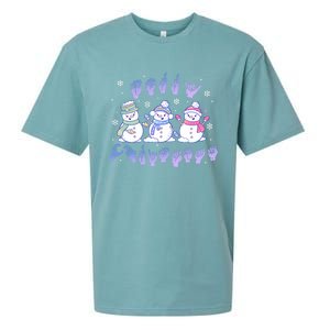 Asl Christmas Snowmen Merry Christmas Sign Language Sueded Cloud Jersey T-Shirt