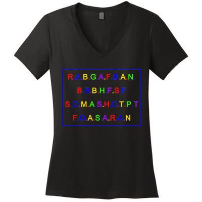 Act Up City Girls R.A.B.G.A.F.B.A.N.B.B.B.H.F.S.F S.O.M.A.S.H.C.T.P.T Women's V-Neck T-Shirt