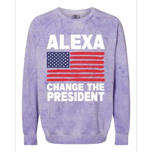 Alexa Change The President Funny Political Humor Gift Colorblast Crewneck Sweatshirt