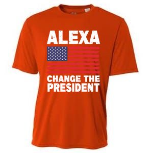 Alexa Change The President Funny Political Humor Gift Cooling Performance Crew T-Shirt