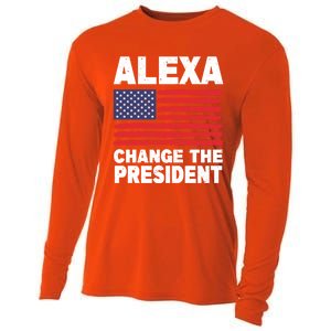 Alexa Change The President Funny Political Humor Gift Cooling Performance Long Sleeve Crew