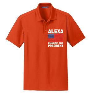 Alexa Change The President Funny Political Humor Gift Dry Zone Grid Polo