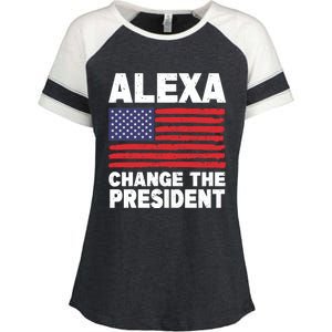 Alexa Change The President Funny Political Humor Gift Enza Ladies Jersey Colorblock Tee