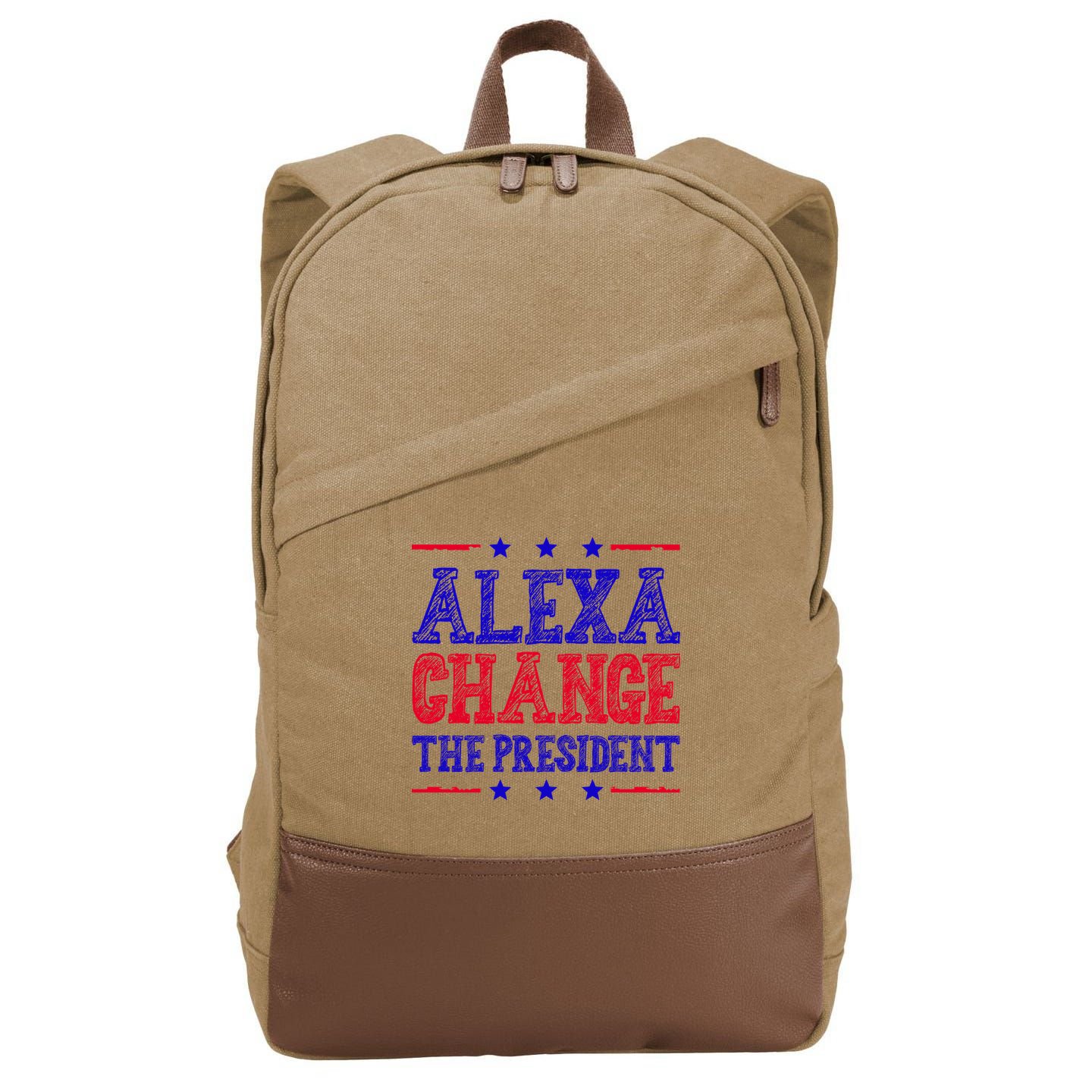 Alexa Change The President Funny Political Cotton Canvas Backpack