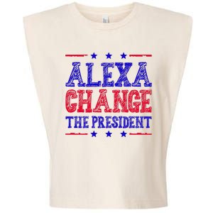 Alexa Change The President Funny Political Garment-Dyed Women's Muscle Tee