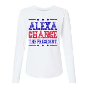 Alexa Change The President Funny Political Womens Cotton Relaxed Long Sleeve T-Shirt