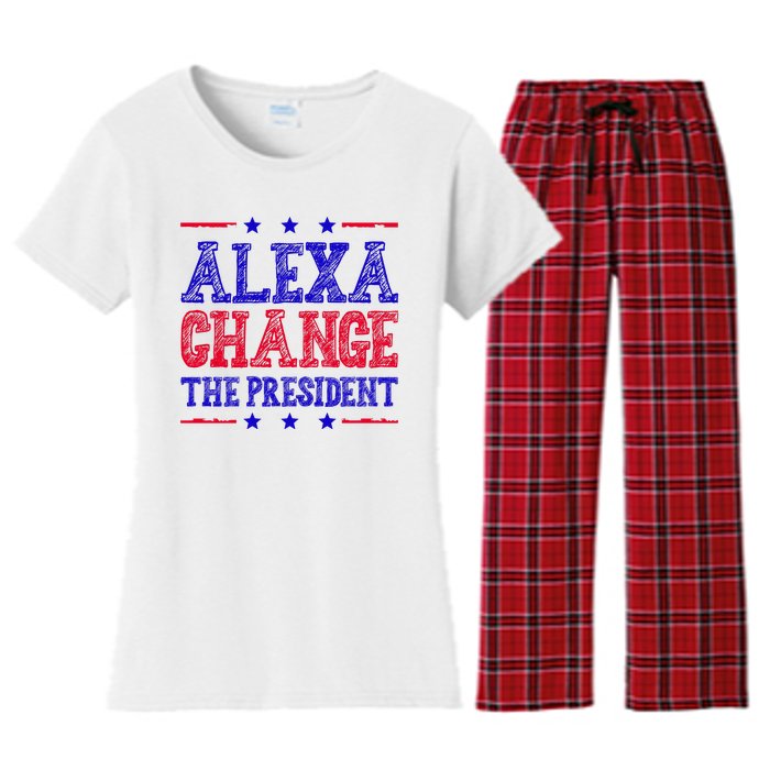 Alexa Change The President Funny Political Women's Flannel Pajama Set