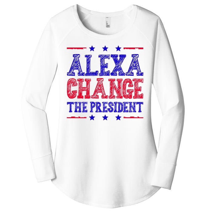 Alexa Change The President Funny Political Women's Perfect Tri Tunic Long Sleeve Shirt