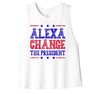 Alexa Change The President Funny Political Women's Racerback Cropped Tank