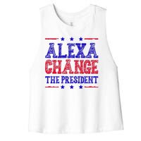 Alexa Change The President Funny Political Women's Racerback Cropped Tank