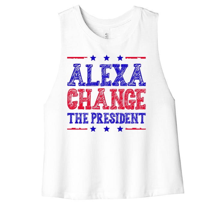 Alexa Change The President Funny Political Women's Racerback Cropped Tank