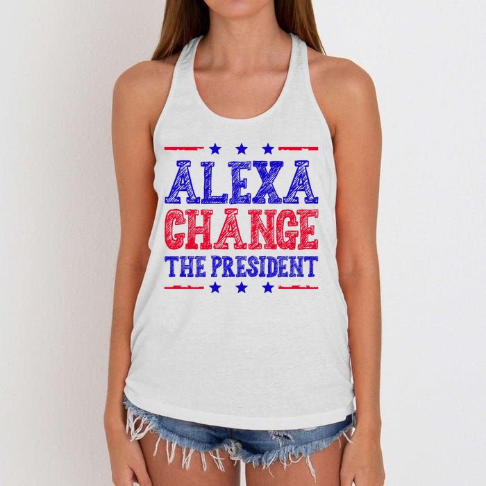 Alexa Change The President Funny Political Women's Knotted Racerback Tank