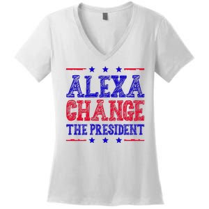 Alexa Change The President Funny Political Women's V-Neck T-Shirt