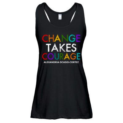 AOC Changes Takes Courage Alexandria Ocasio Cortez Ladies Essential Flowy Tank