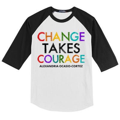 AOC Changes Takes Courage Alexandria Ocasio Cortez Kids Colorblock Raglan Jersey