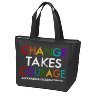 AOC Changes Takes Courage Alexandria Ocasio Cortez Zip Tote Bag