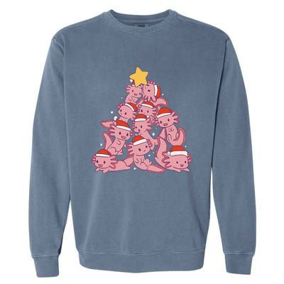 axolotl christmas tree pajamas Santa Claus Garment-Dyed Sweatshirt