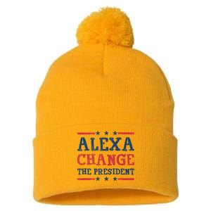 Alexa Change The President Funny Quote Humor Pom Pom 12in Knit Beanie