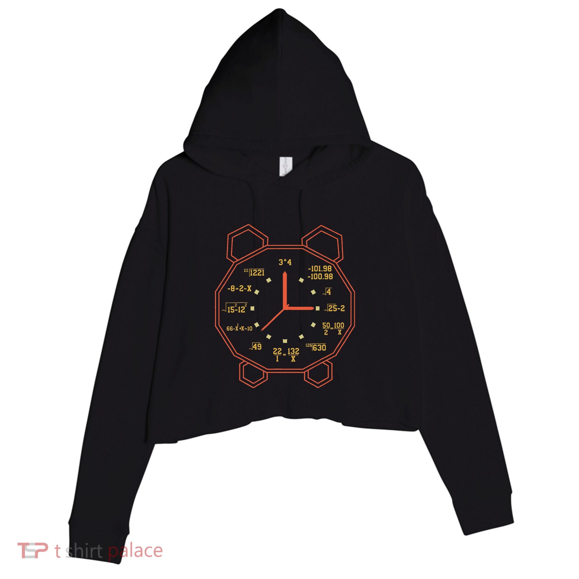 Alarm Clock Time Math Watch Mathematician Crop Fleece Hoodie