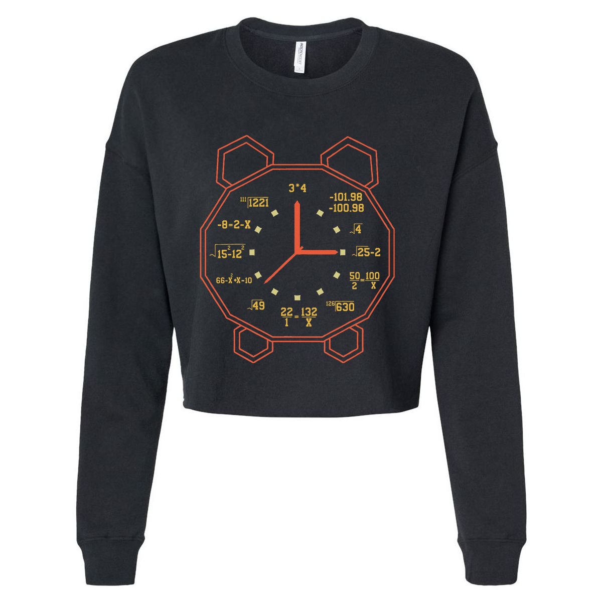 Alarm Clock Time Math Watch Mathematician Cropped Pullover Crew