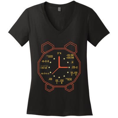 Alarm Clock Time Math Watch Mathematician Women's V-Neck T-Shirt