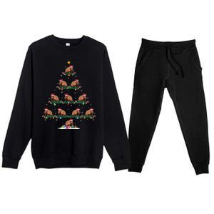 Armadillo Christmas Tree Pajama Ugly Xmas Premium Crewneck Sweatsuit Set